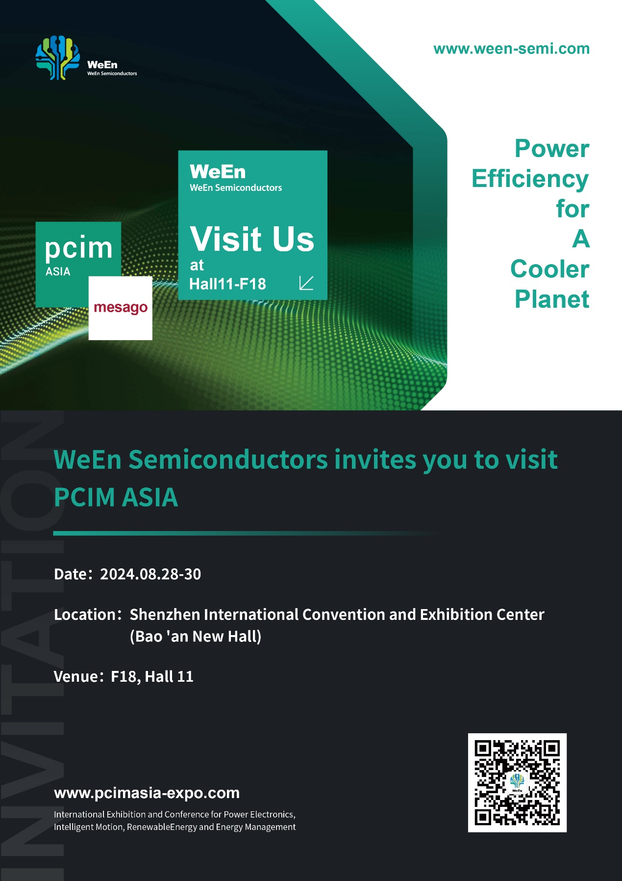 Meeting in Shenzhen, WeEn Semiconductor invites you to visit us at PCIM Asia